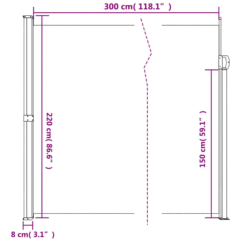 Tenda da Sole Laterale Retrattile Tortora 220x300 cm