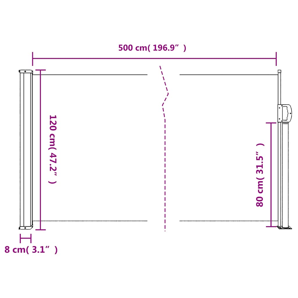 Tenda da Sole Laterale Retrattile Beige 120x500 cm