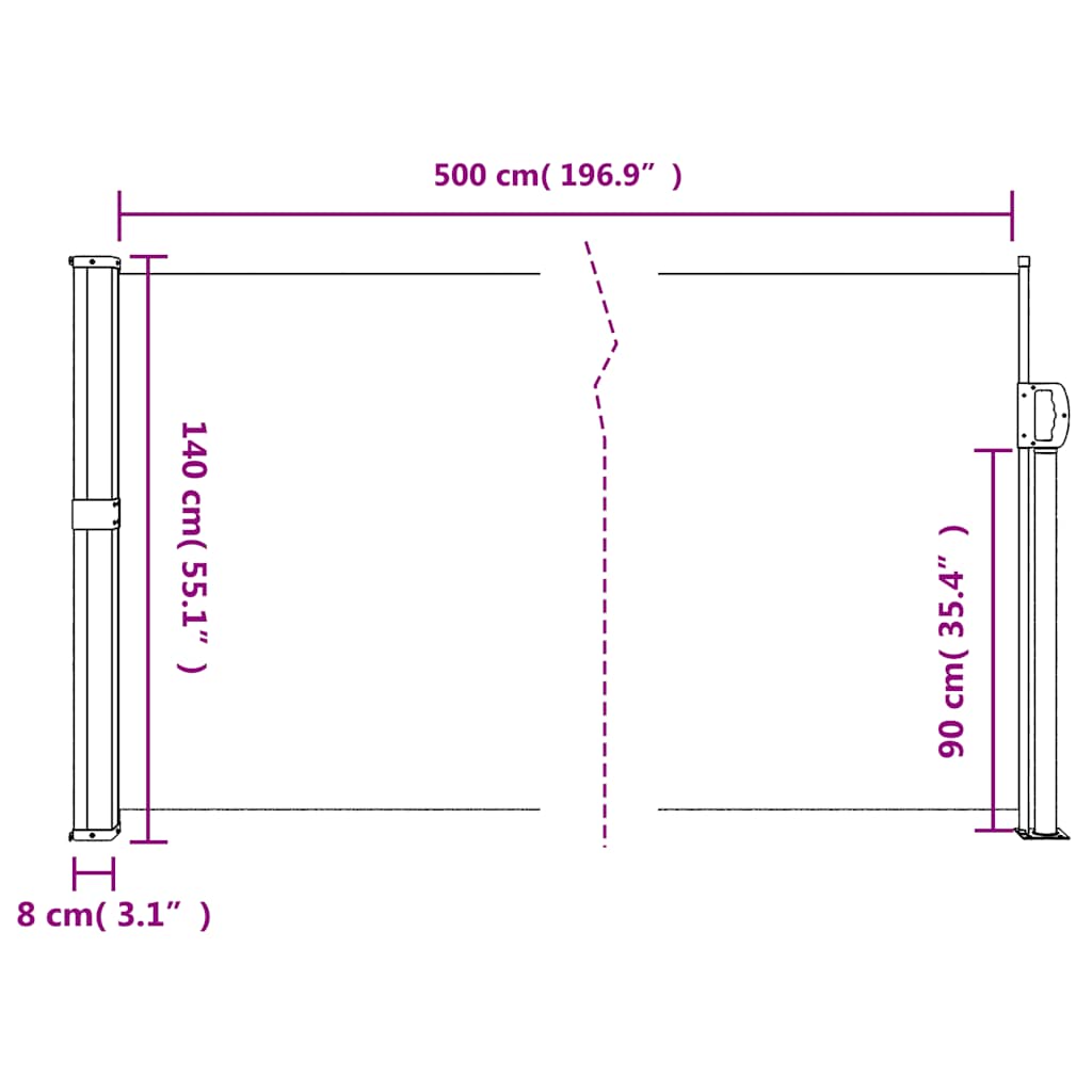 Tenda da Sole Laterale Retrattile Crema 140x500 cm