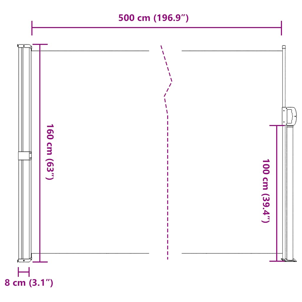 Tenda da Sole Laterale Retrattile Antracite 160x500 cm