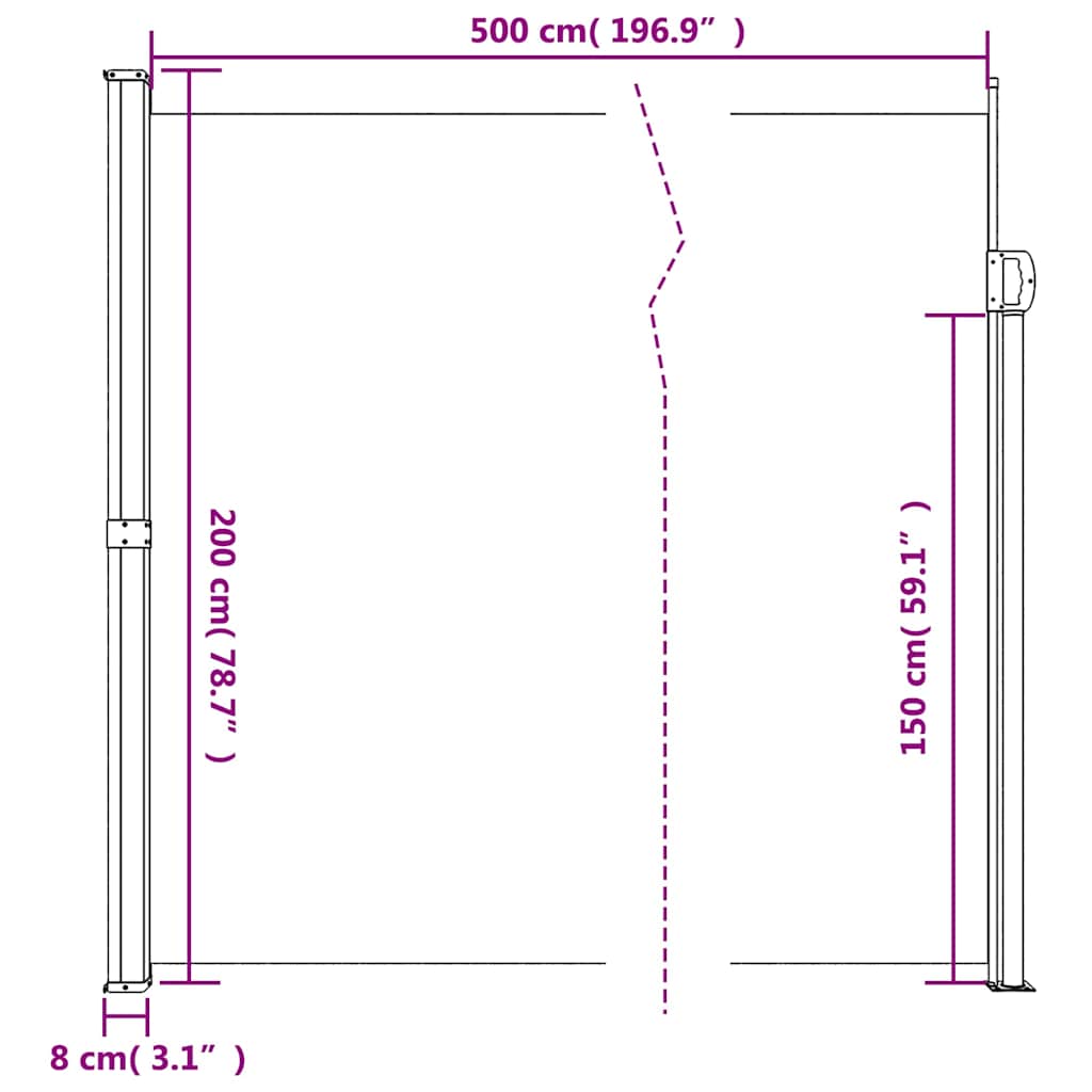 Tenda da Sole Laterale Retrattile Antracite 200x500 cm