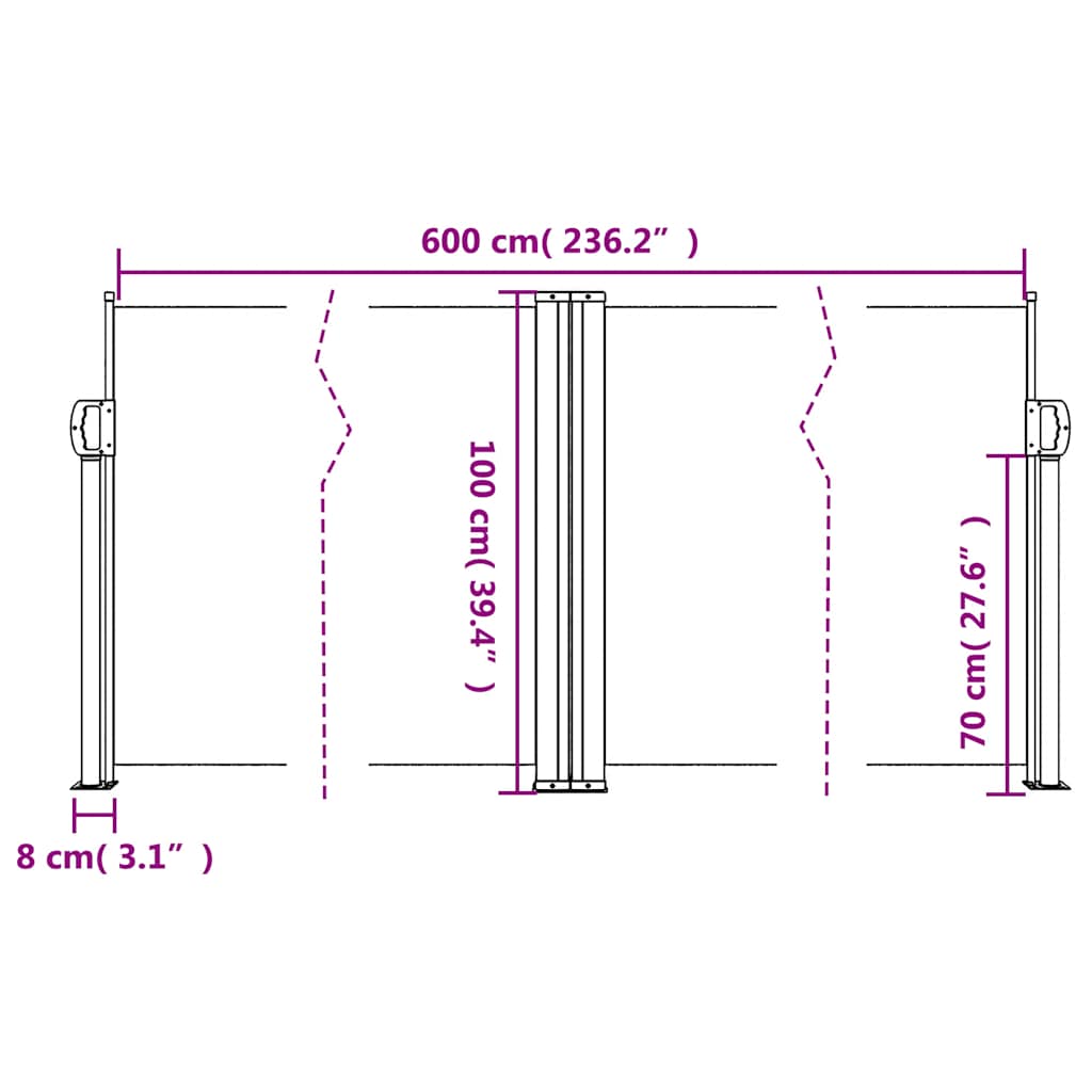 Tenda da Sole Laterale Retrattile Crema 100x600 cm