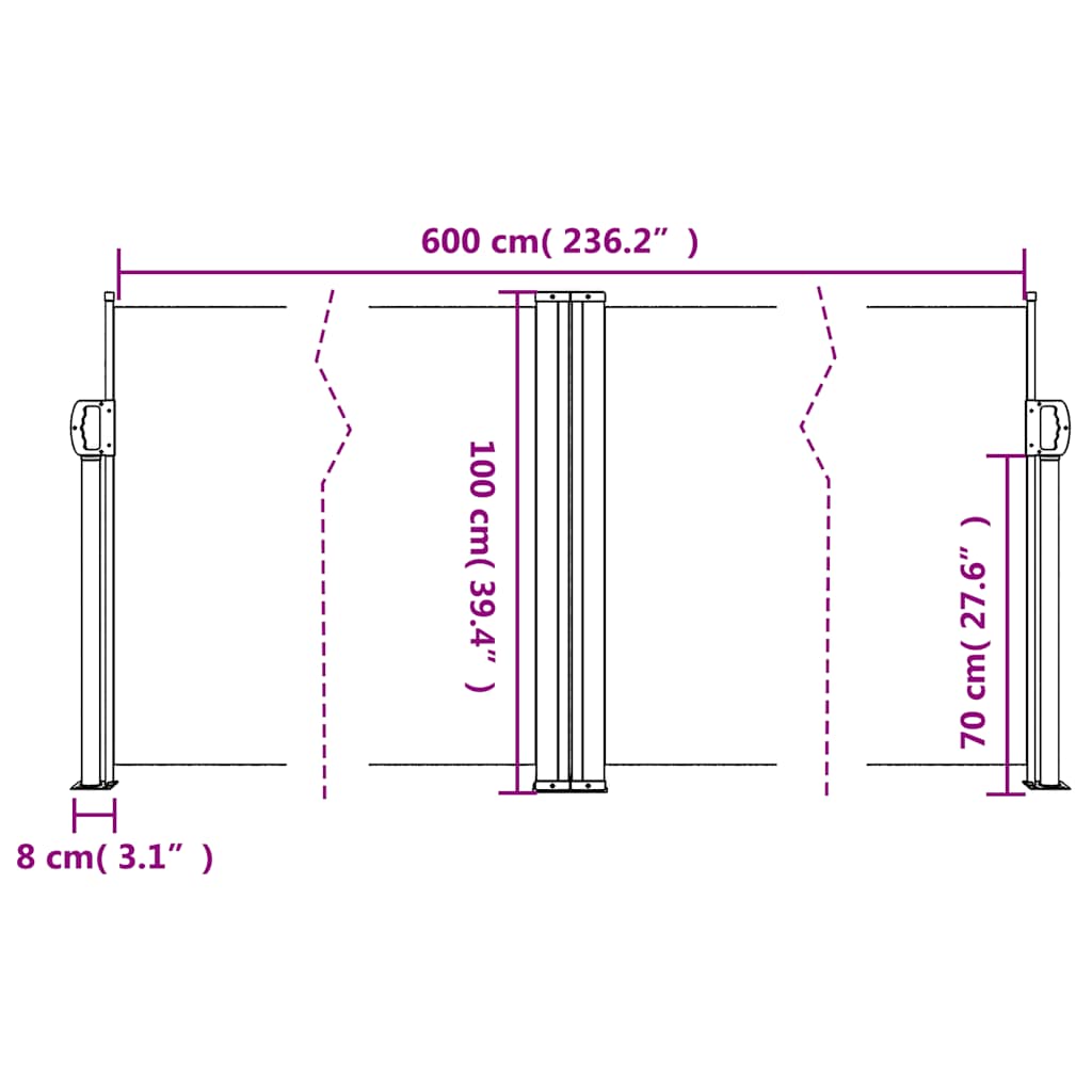 Tenda da Sole Laterale Retrattile Marrone 100x600 cm