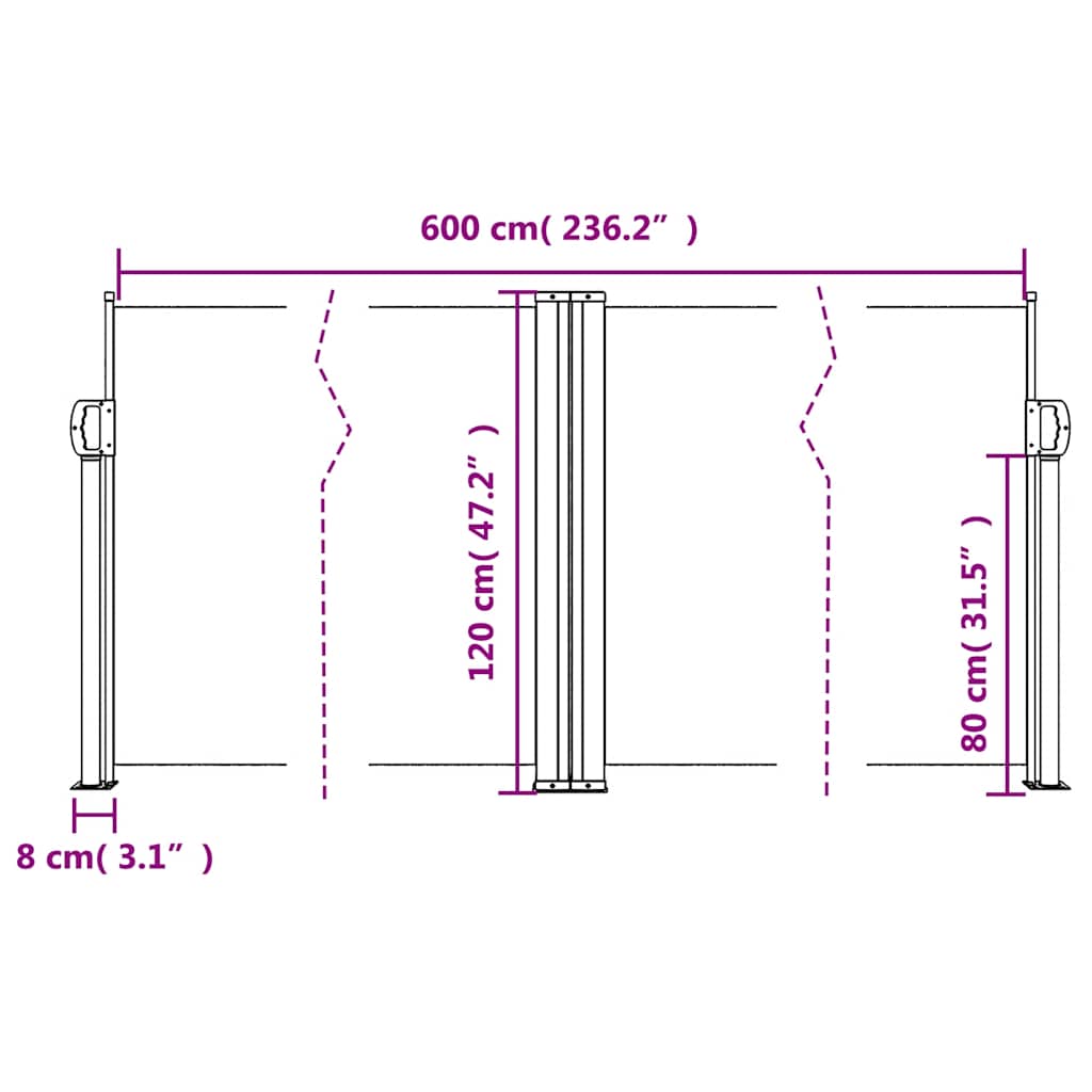 Tenda da Sole Laterale Retrattile Crema 120x600 cm