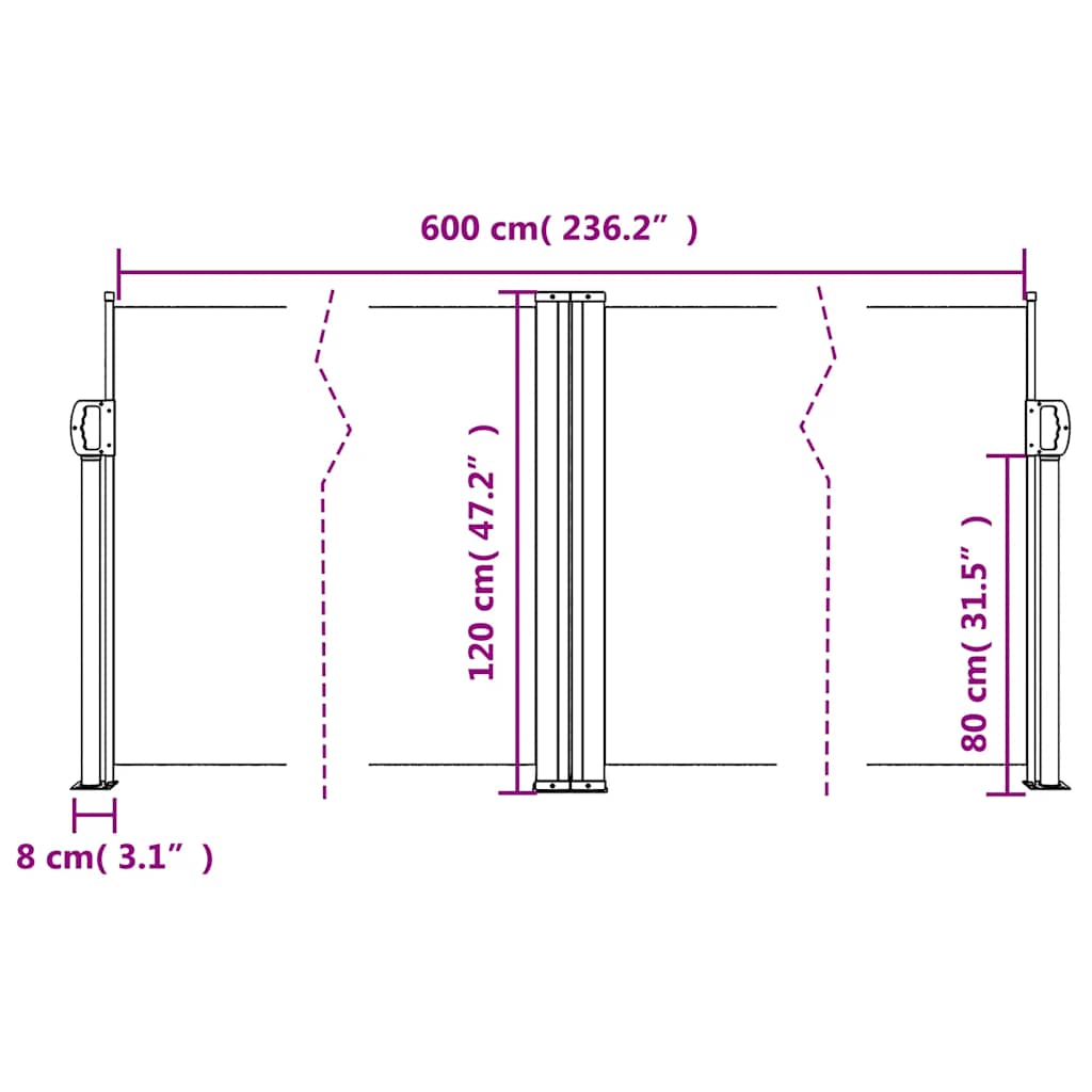 Tenda da Sole Laterale Retrattile Marrone 120x600 cm