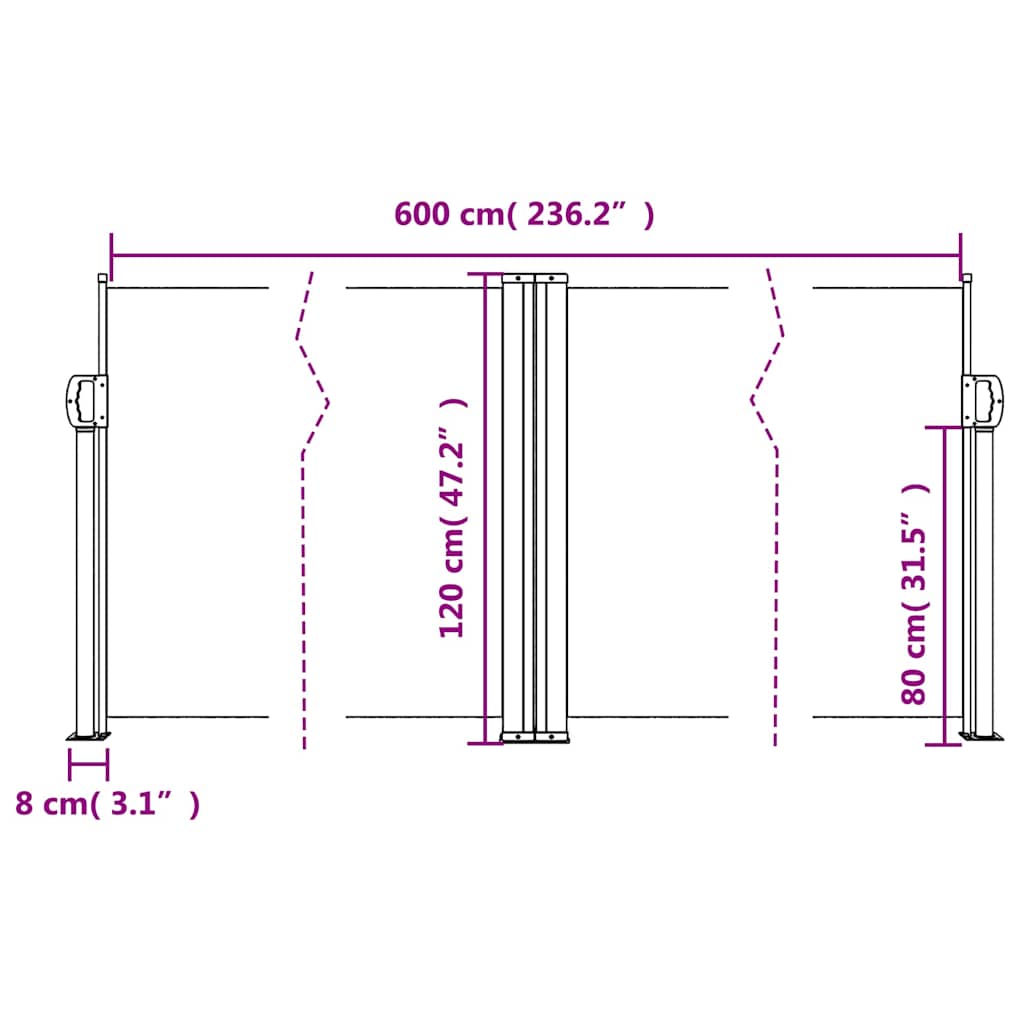 Tenda da Sole Laterale Retrattile Beige 120x600 cm