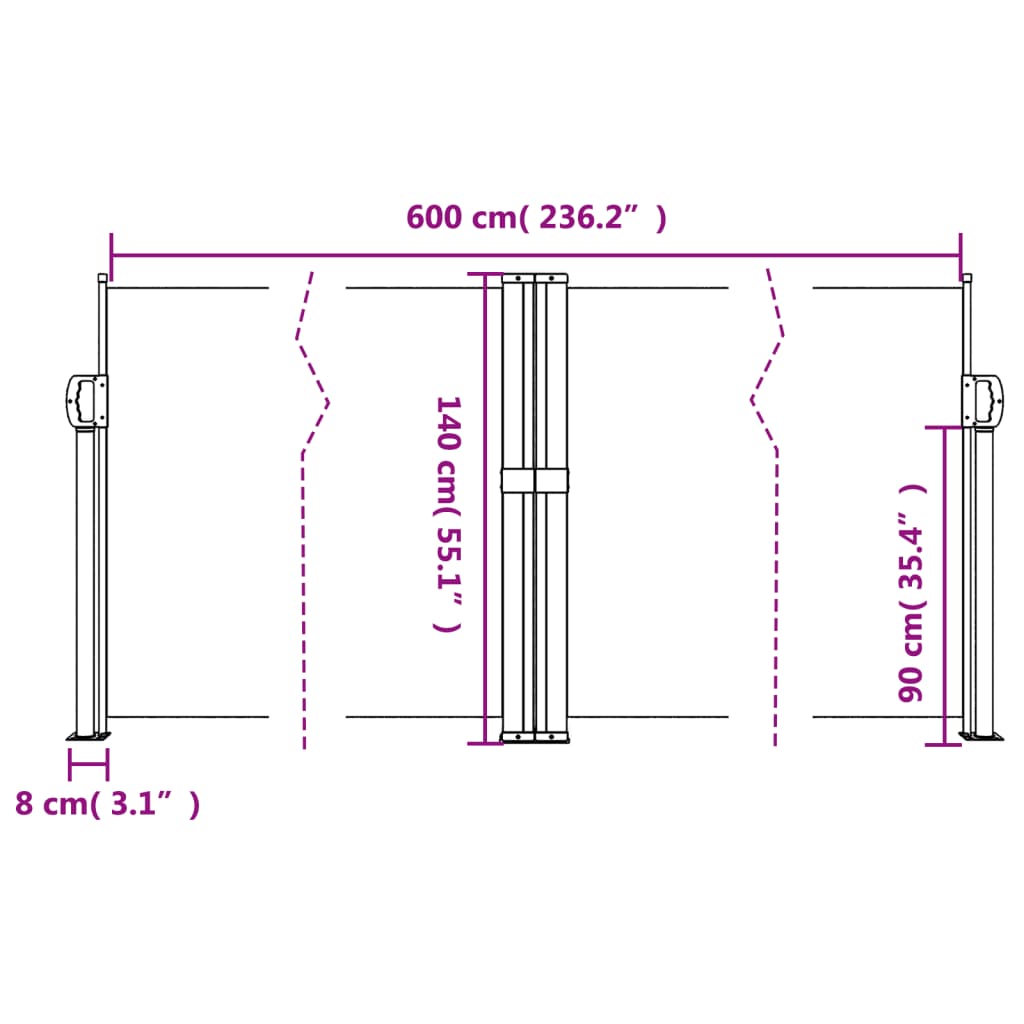 Tenda da Sole Laterale Retrattile Beige 140x600 cm