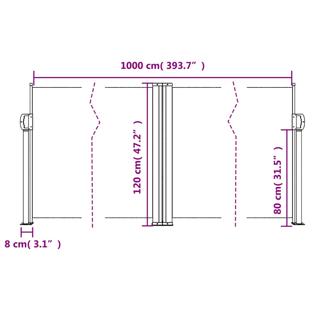 Tenda da Sole Laterale Retrattile Rossa 120x1000 cm