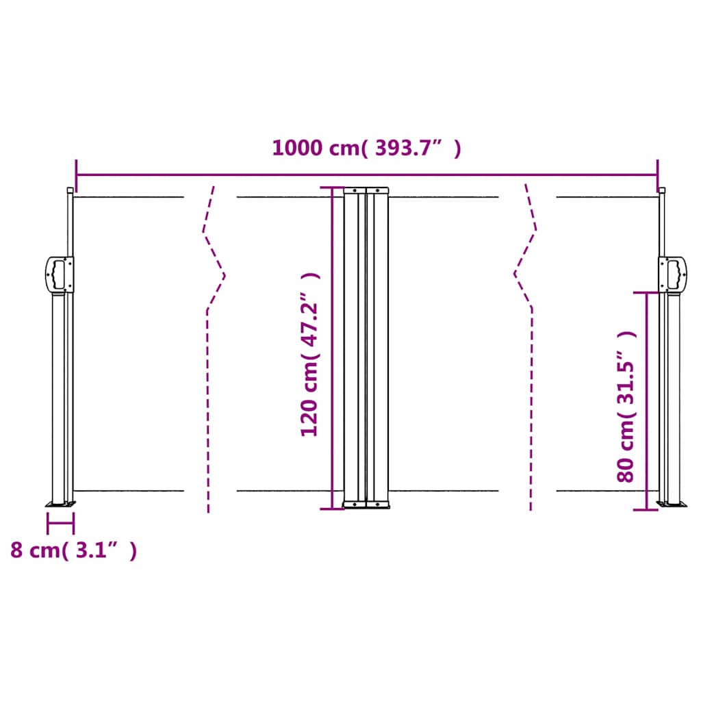 Tenda da Sole Laterale Retrattile Beige 120x1000 cm