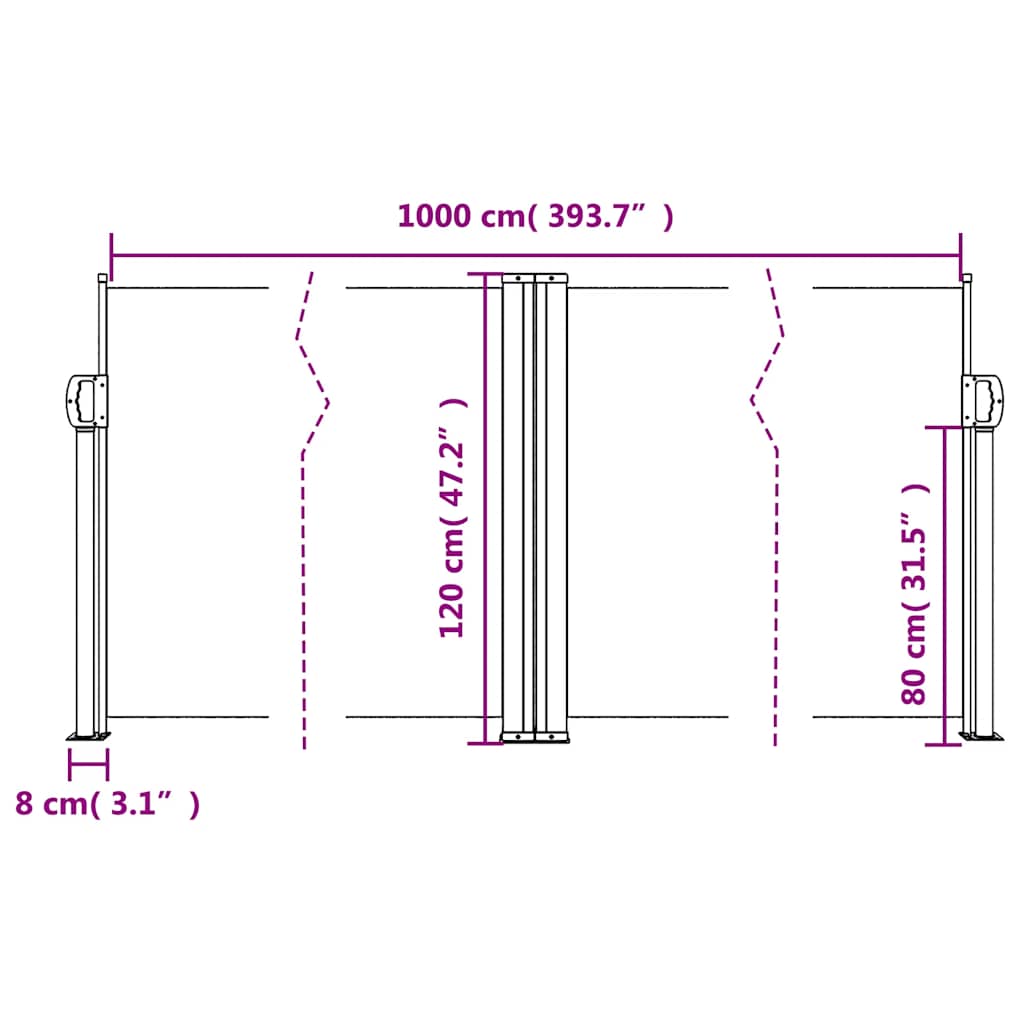 Tenda da Sole Laterale Retrattile Terracotta 120x1000 cm
