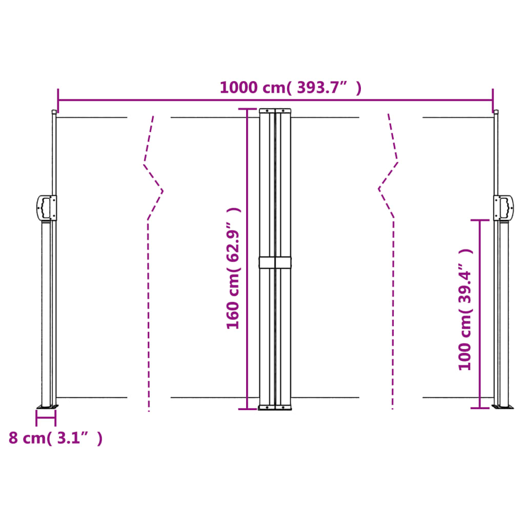 Tenda da Sole Laterale Retrattile Antracite 160x1000 cm
