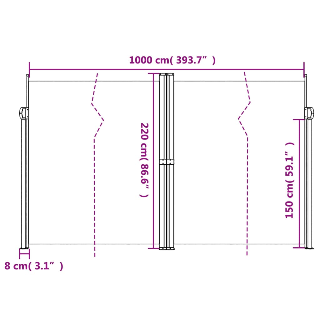 Tenda da Sole Laterale Retrattile Terracotta 220x1000 cm