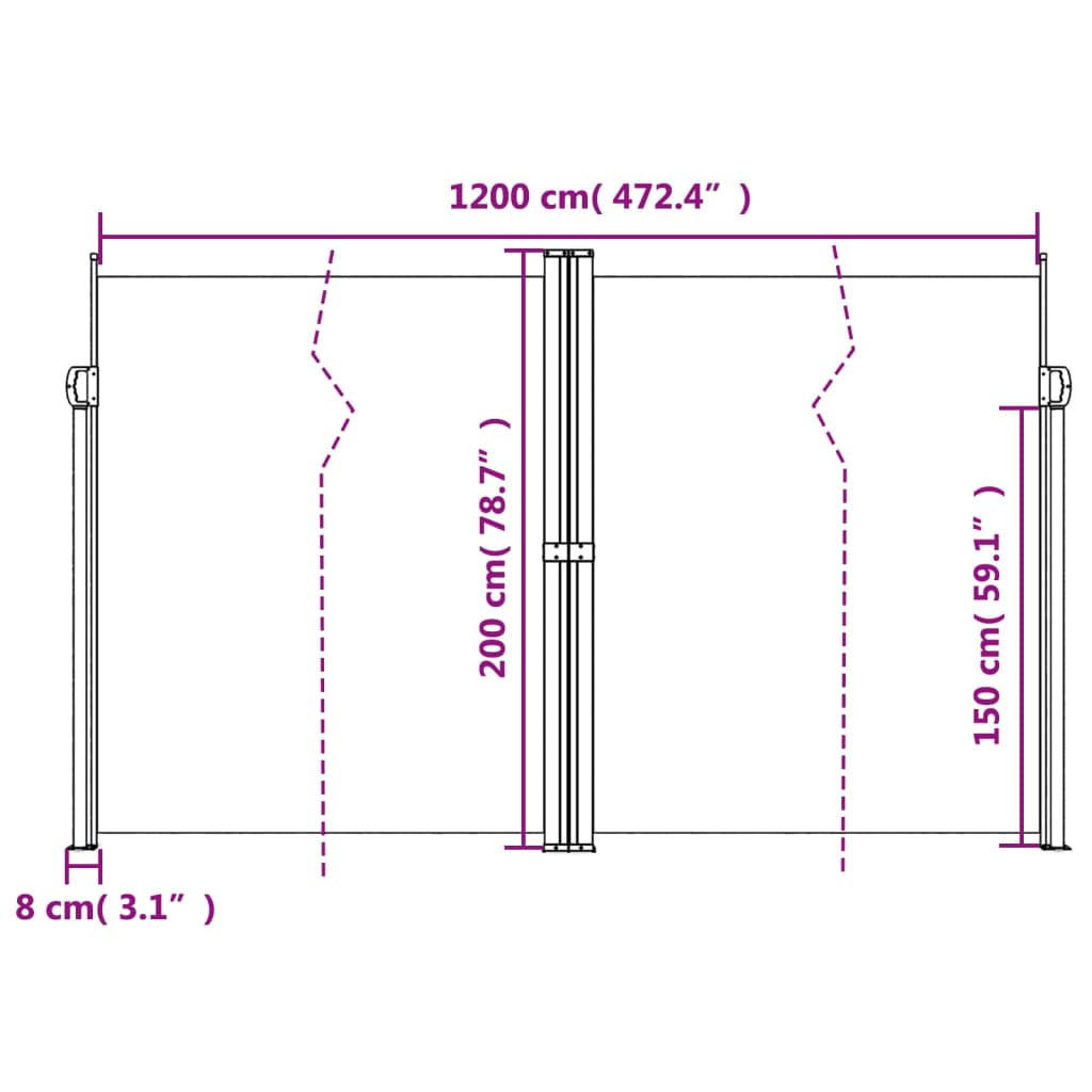 Tenda da Sole Laterale Retrattile Rossa 200x1200 cm