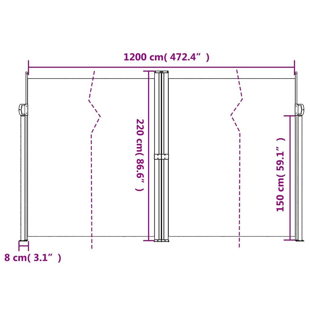 Tenda da Sole Laterale Retrattile Nera 220x1200 cm
