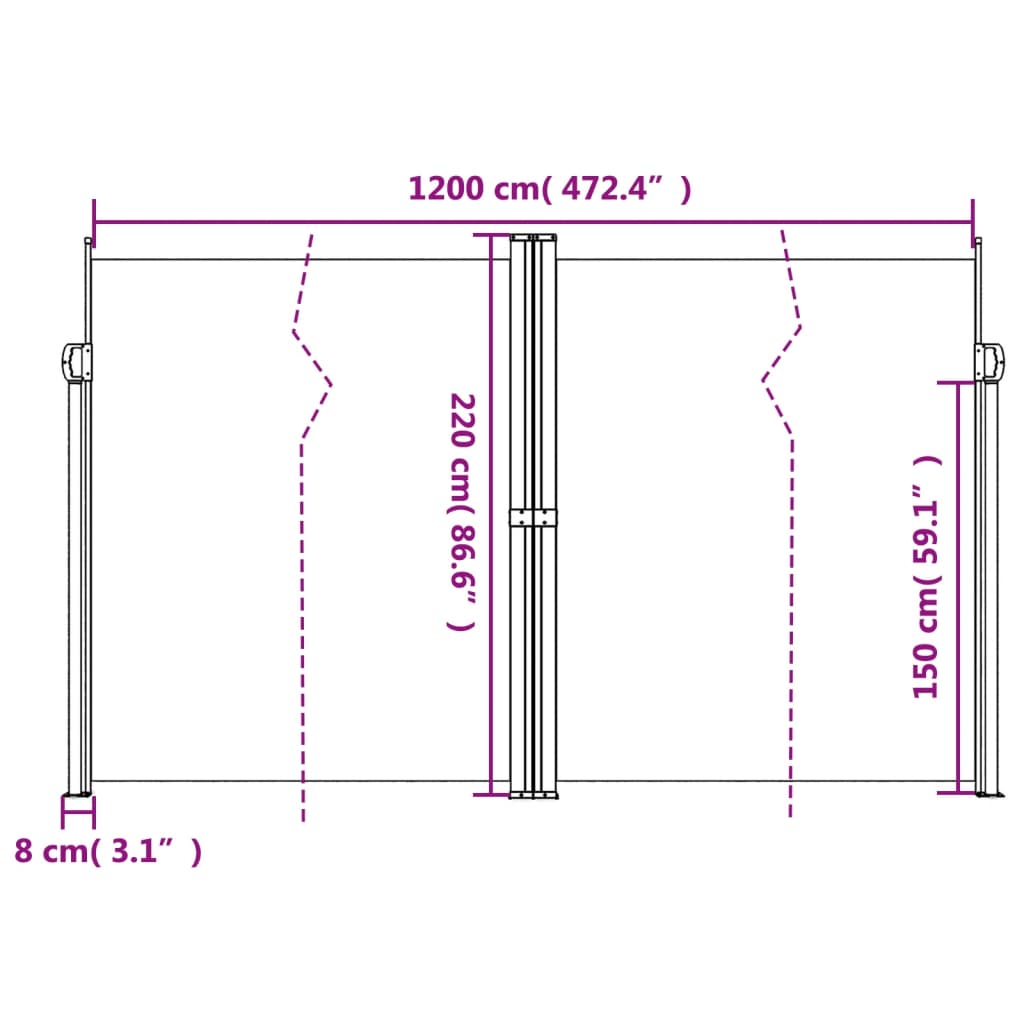 Tenda da Sole Laterale Retrattile Rossa 220x1200 cm