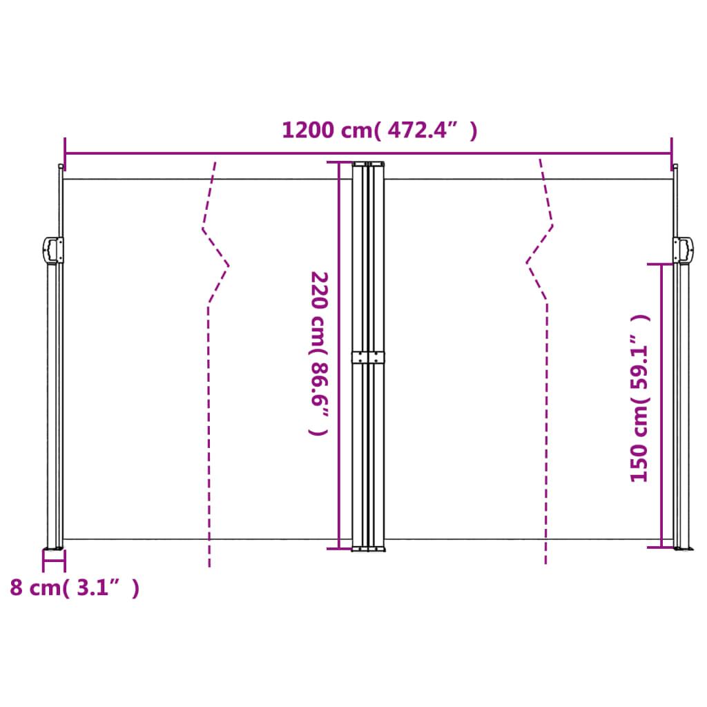Tenda da Sole Laterale Retrattile Terracotta 220x1200 cm