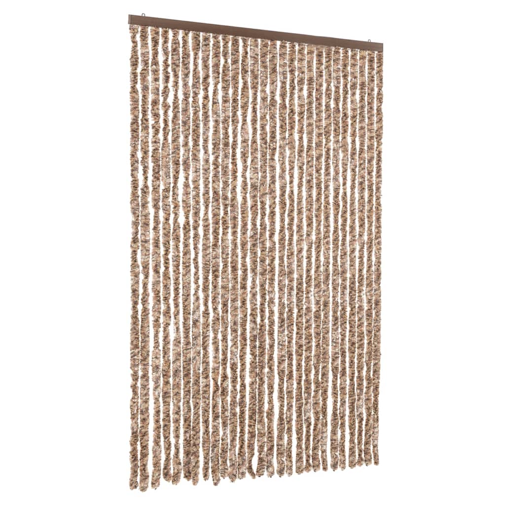 Tenda Antimosche Beige e Marrone Scuro 118x220 cm in Ciniglia