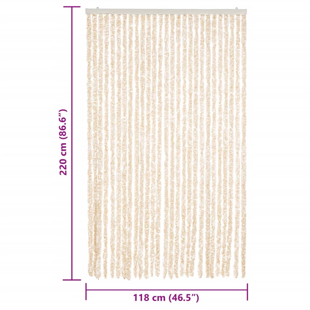 Tenda Antimosche Beige e Bianca 118x220 cm in Ciniglia