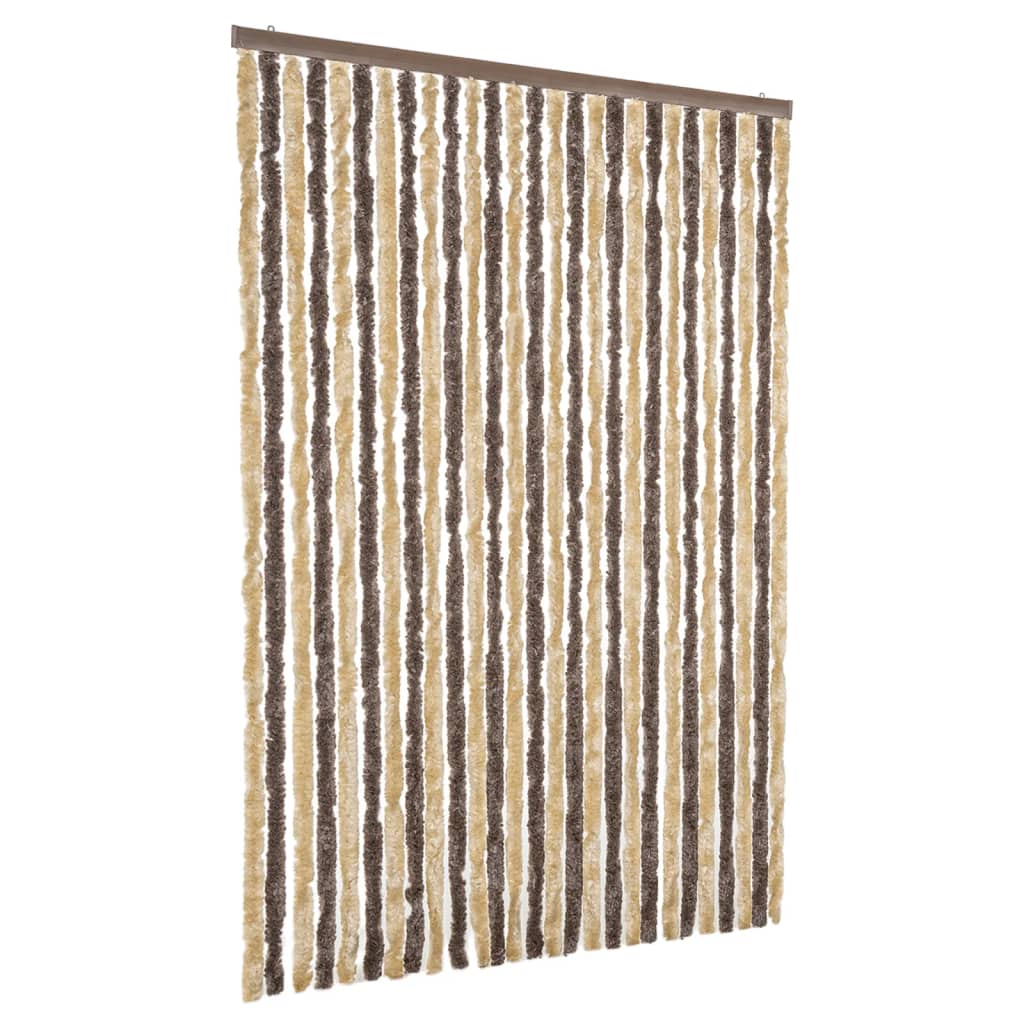 Tenda Antimosche Marrone Scuro e Beige 118x220 cm in Ciniglia