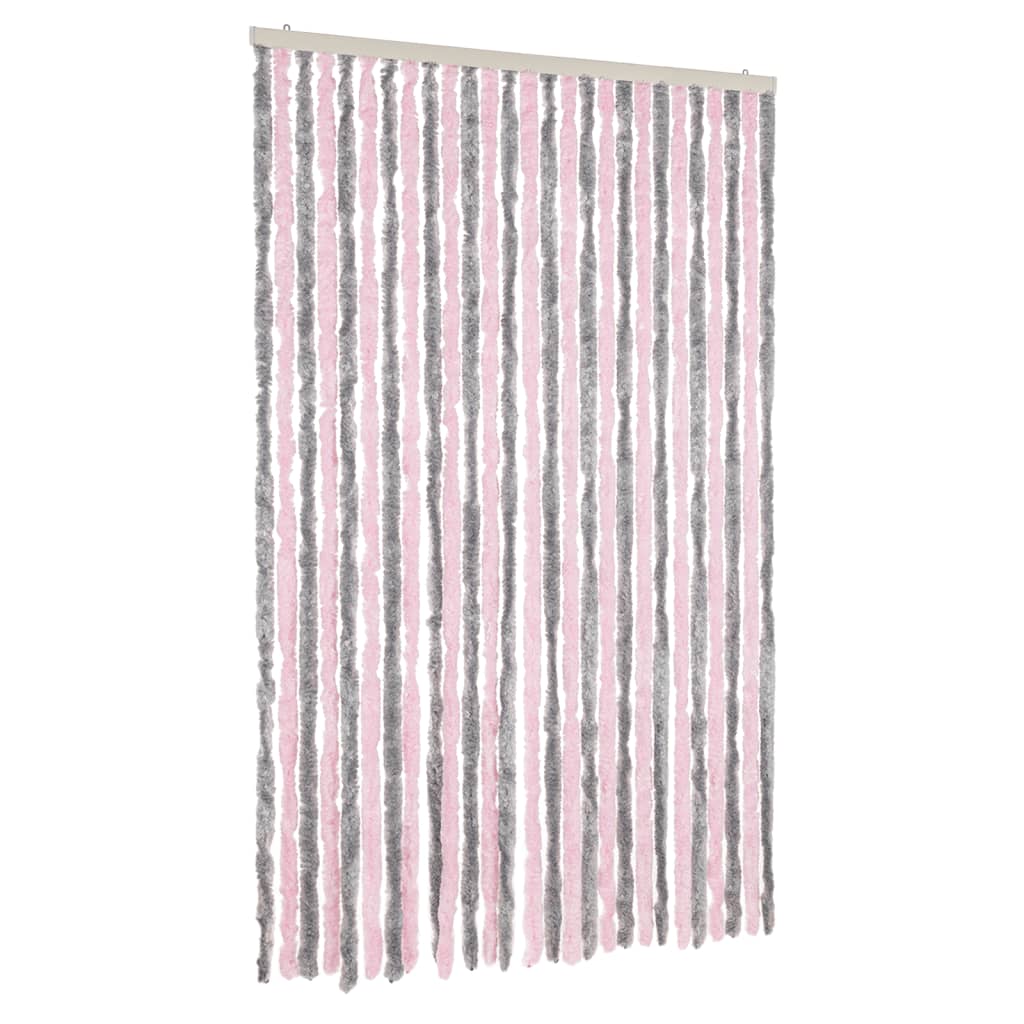 Tenda Antimosche Grigio Argento e Rosa 118x220 cm in Ciniglia