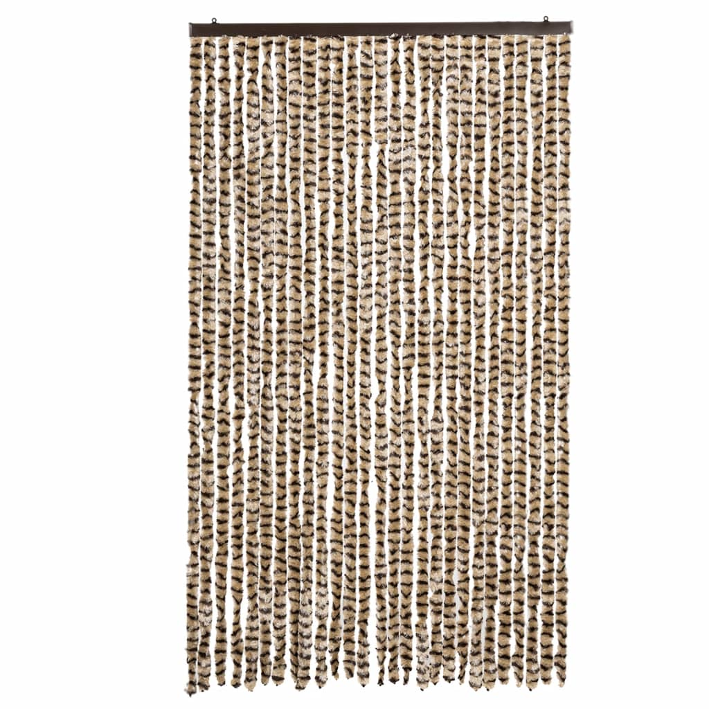 Tenda Antimosche Beige e Marrone 118x220 cm in Ciniglia