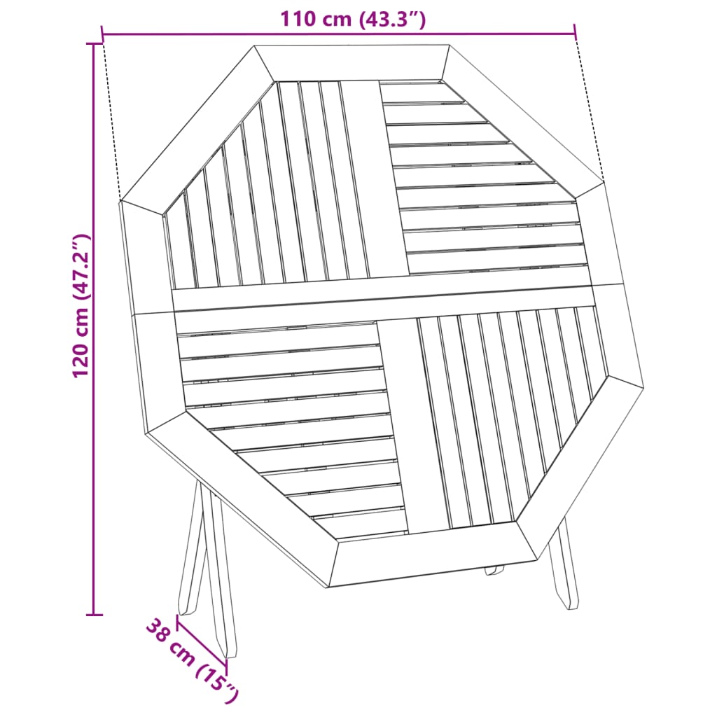 Tavolo da Giardino Pieghevole Ø110x75cm Legno Massello d'Acacia