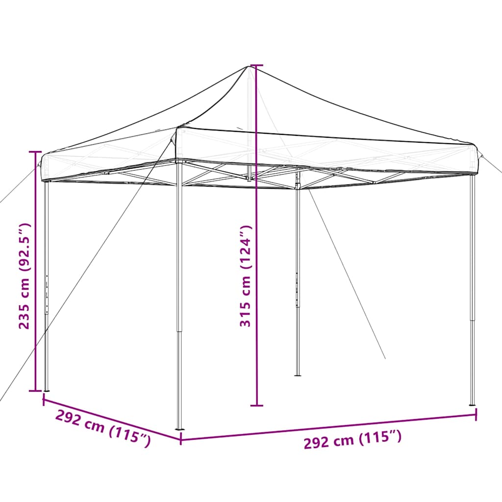 Tenda da Festa Pieghevole Pop-Up Tortora 292x292x315 cm