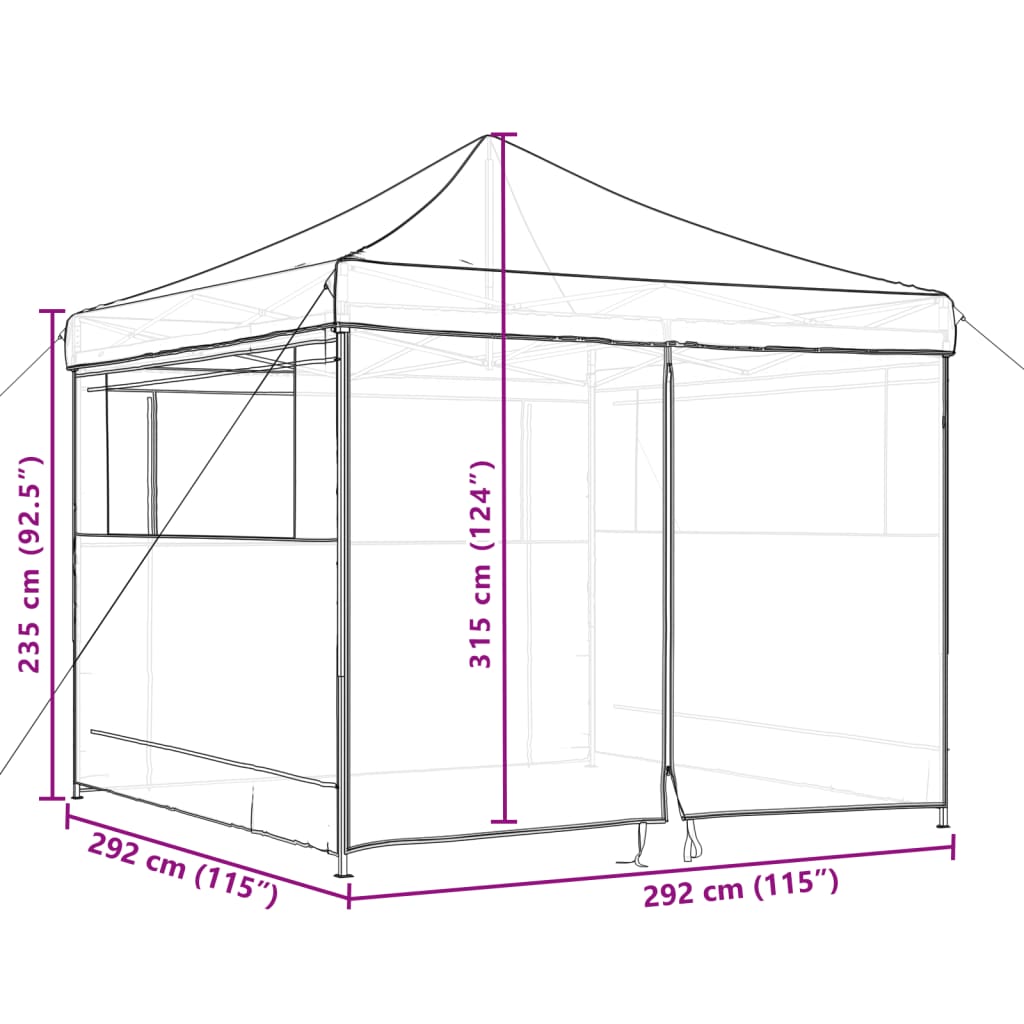 Tendone per Feste Pieghevole Pop-Up con 4 Pareti Terracotta