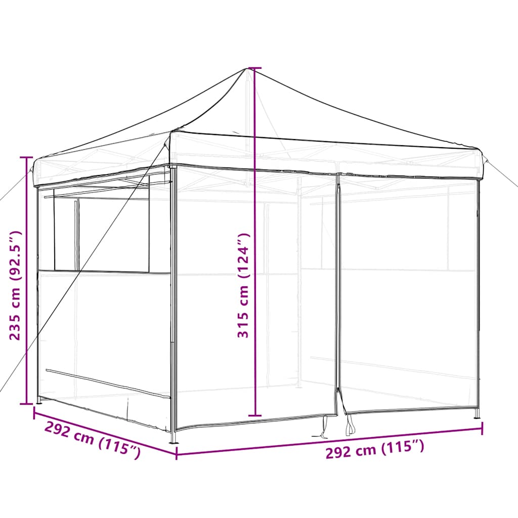 Tendone per Feste Pieghevole Pop-Up con 4 Pareti Nero