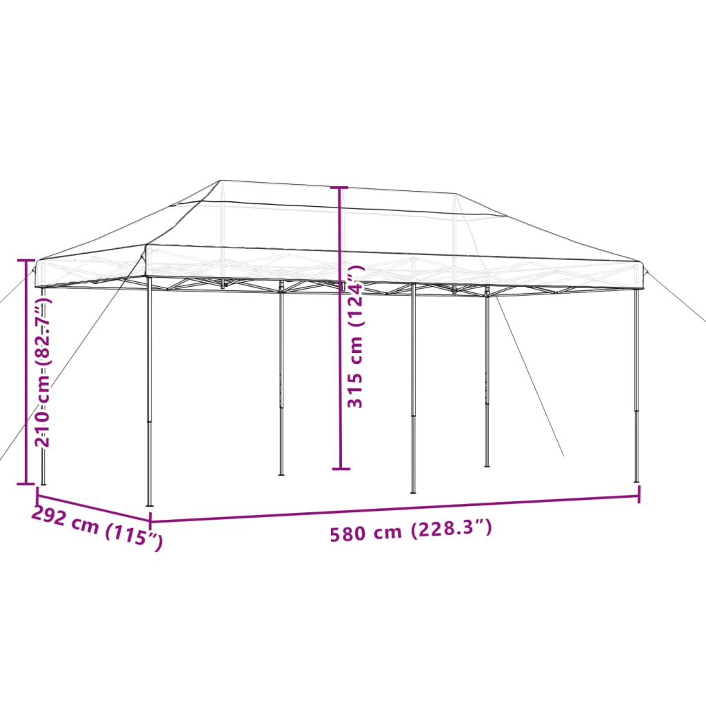 Tenda da Festa Pieghevole Pop-Up Verde 580x292x315 cm