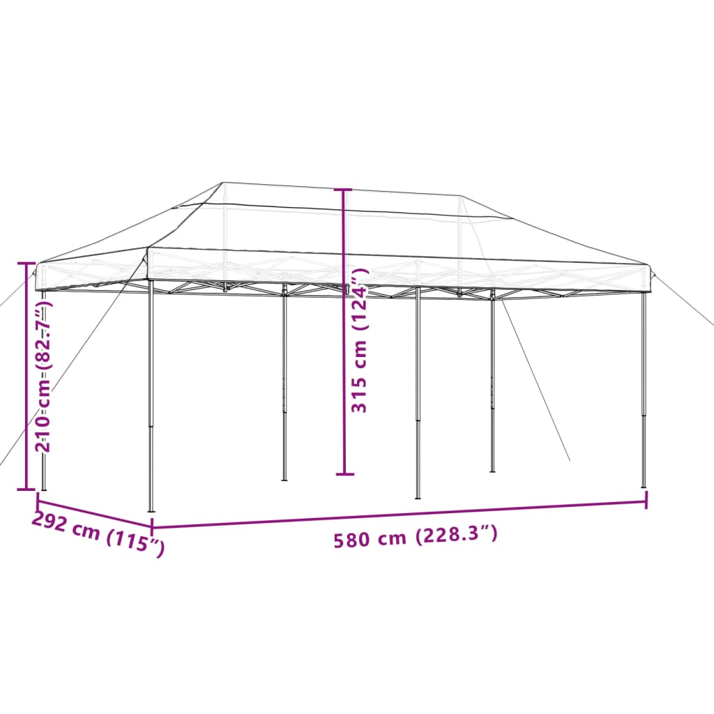 Tenda da Festa Pieghevole Pop-Up Bordò 580x292x315 cm