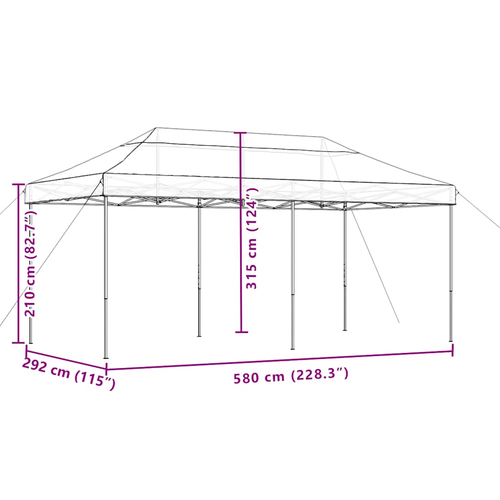 Tenda da Festa Pieghevole Pop-Up Nero 580x292x315 cm