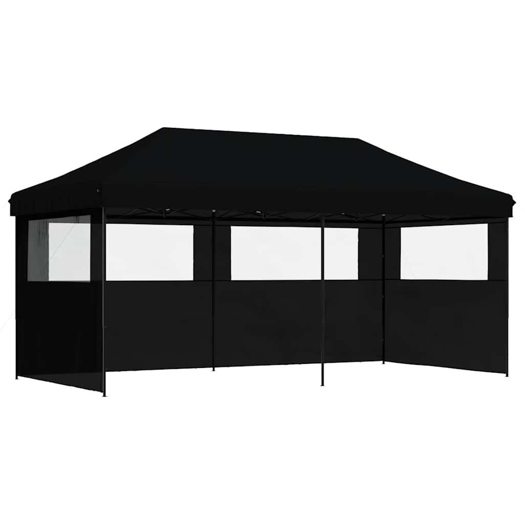 Tendone per Feste Pieghevole Pop-Up con 3 Pareti Nero