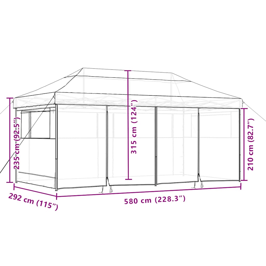 Tendone per Feste Pieghevole Pop-Up con 4 Pareti Verde