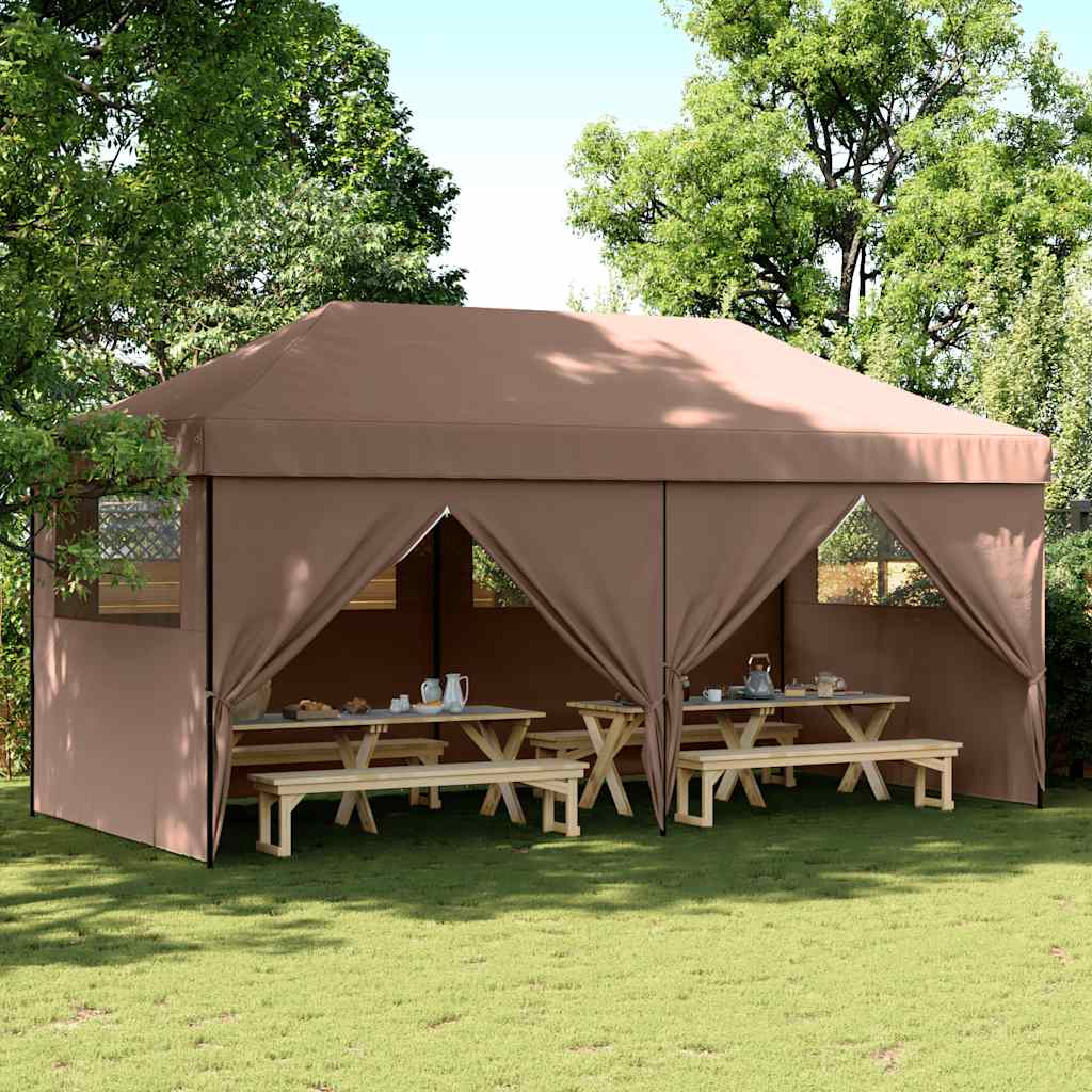Tendone per Feste Pieghevole Pop-Up con 4 Pareti Marrone