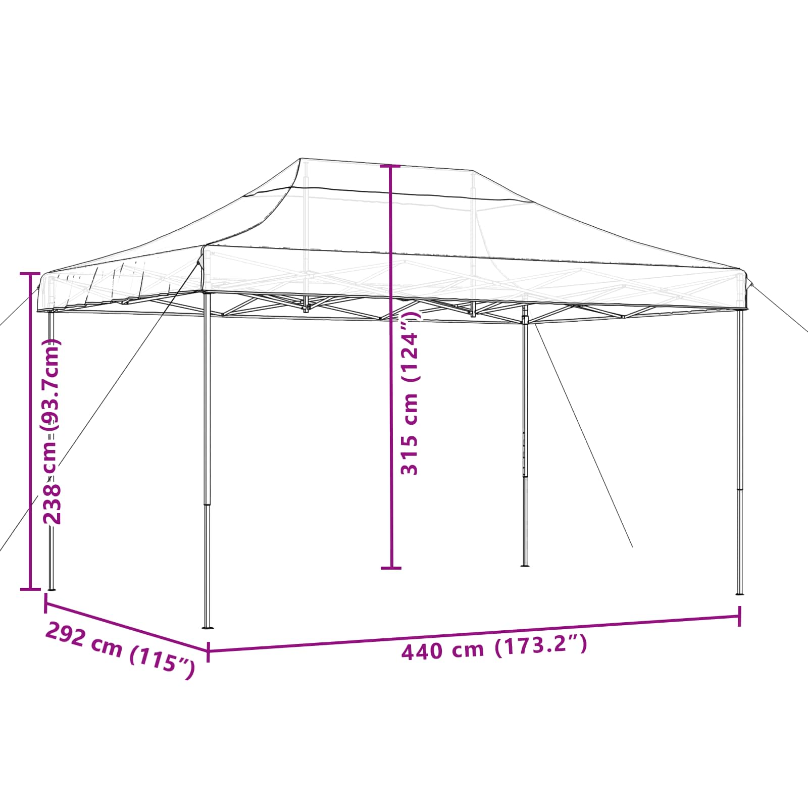 Tenda da Festa Pieghevole Pop-Up Verde 292x292x315 cm