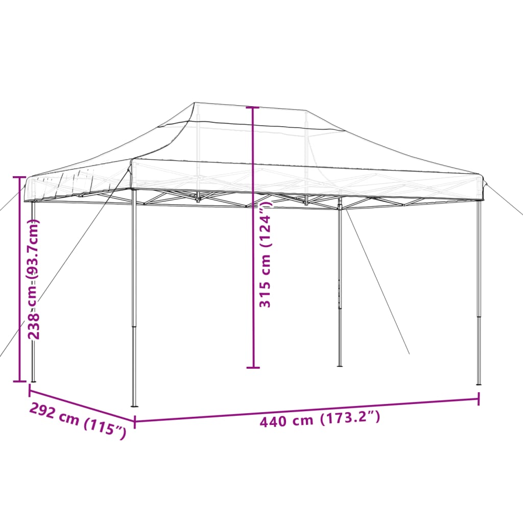 Tenda da Festa Pieghevole Pop-Up Arancione 292x292x315 cm