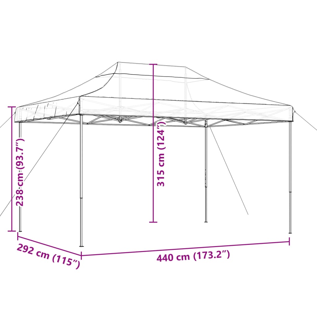 Tenda da Festa Pieghevole Pop-Up Bordò 440x292x315 cm