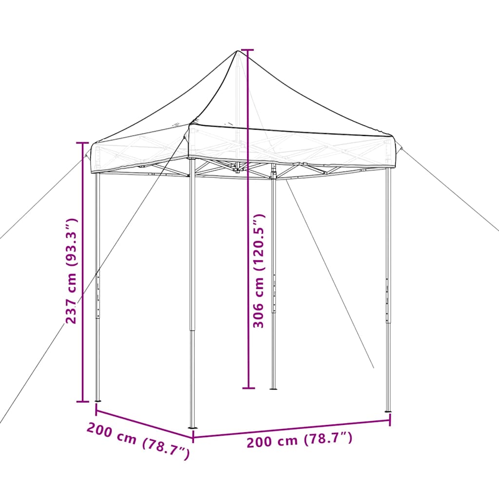 Tenda da Festa Pieghevole Pop-Up Tortora 200x200x306 cm