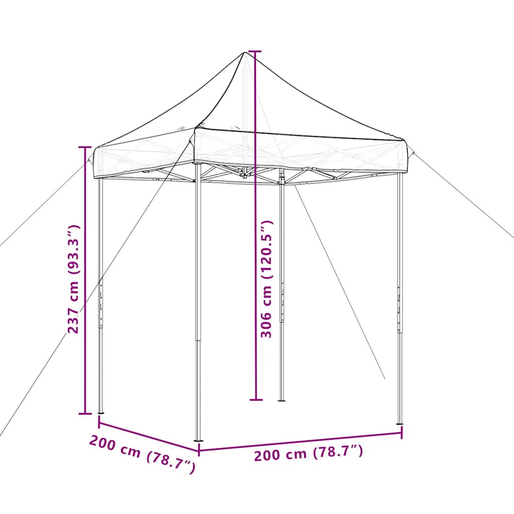 Tenda da Festa Pieghevole Pop-Up Nero 200x200x306 cm