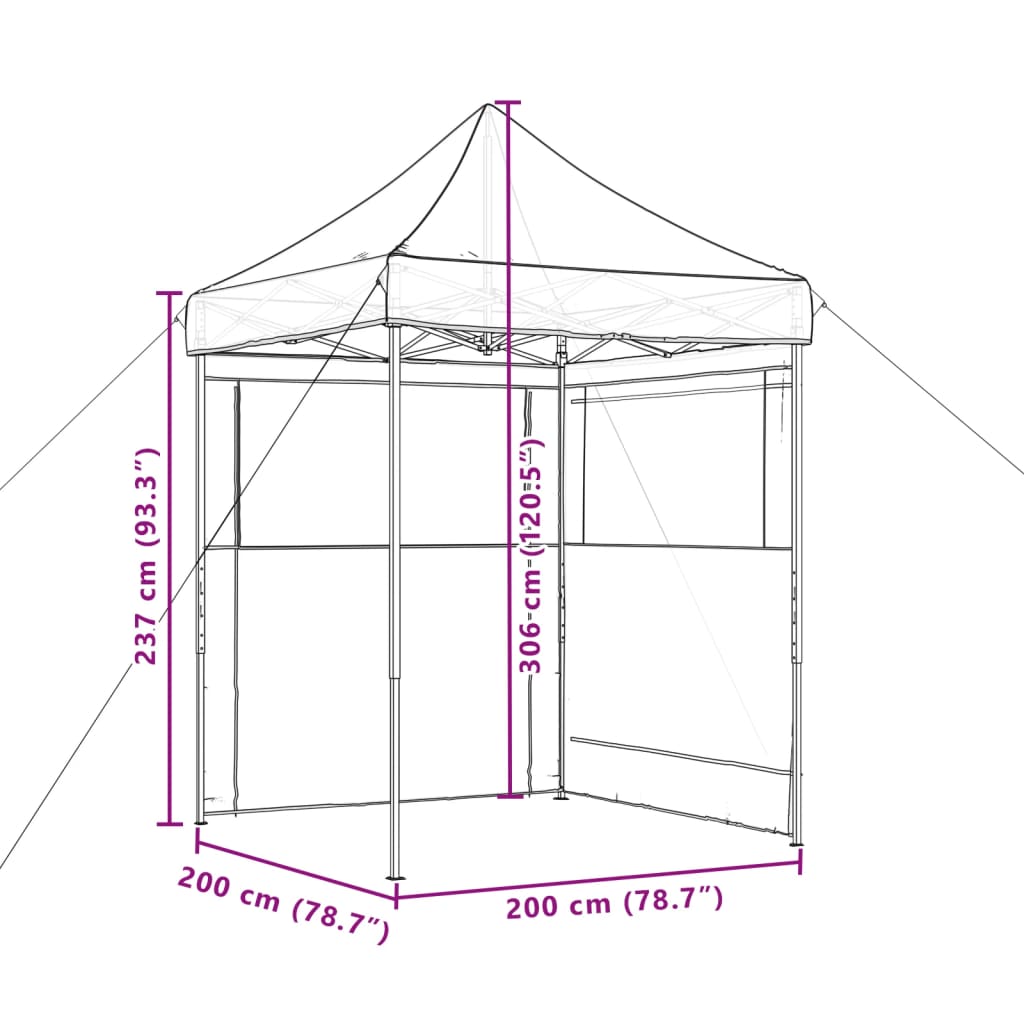 Tendone per Feste Pieghevole Pop-Up con 2 Pareti Arancione