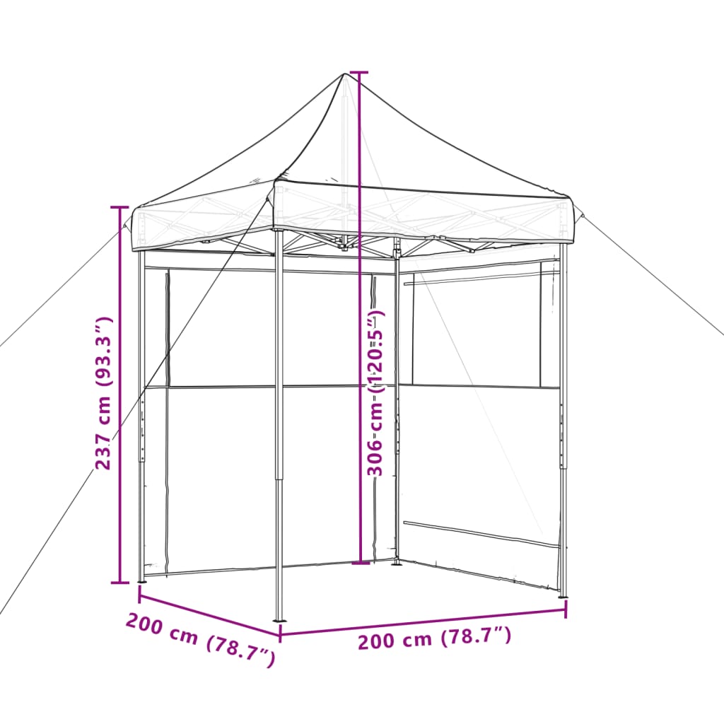 Tendone per Feste Pieghevole Pop-Up con 2 Pareti Tortora
