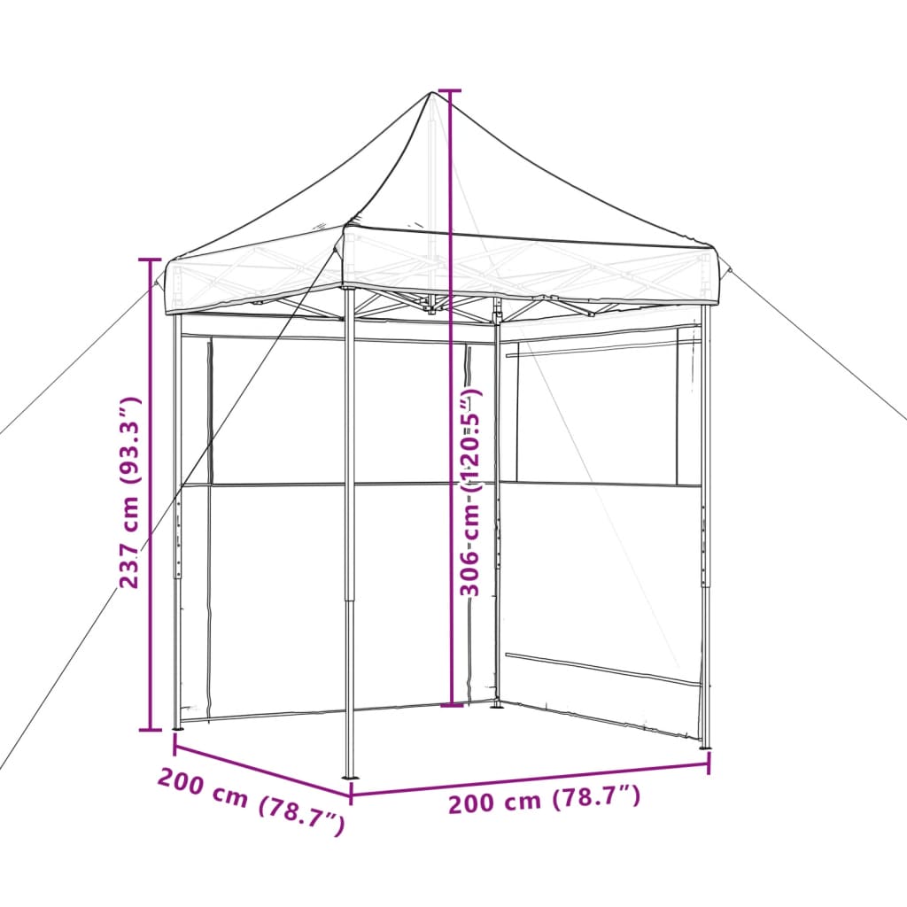 Tendone per Feste Pieghevole Pop-Up con 2 Pareti Marrone
