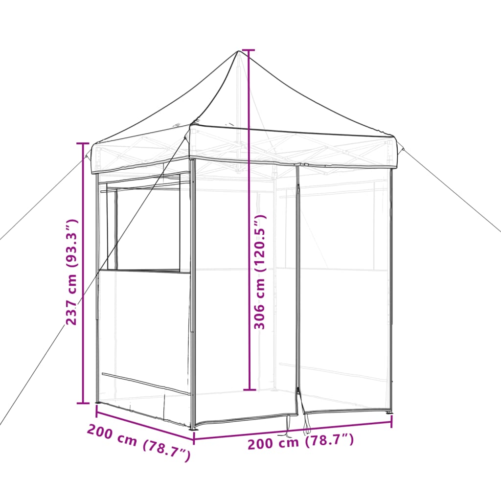 Tendone per Feste Pieghevole Pop-Up con 4 Pareti Marrone