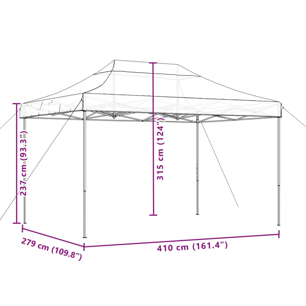 Tenda da Festa Pieghevole Pop-Up Beige 410x279x315 cm