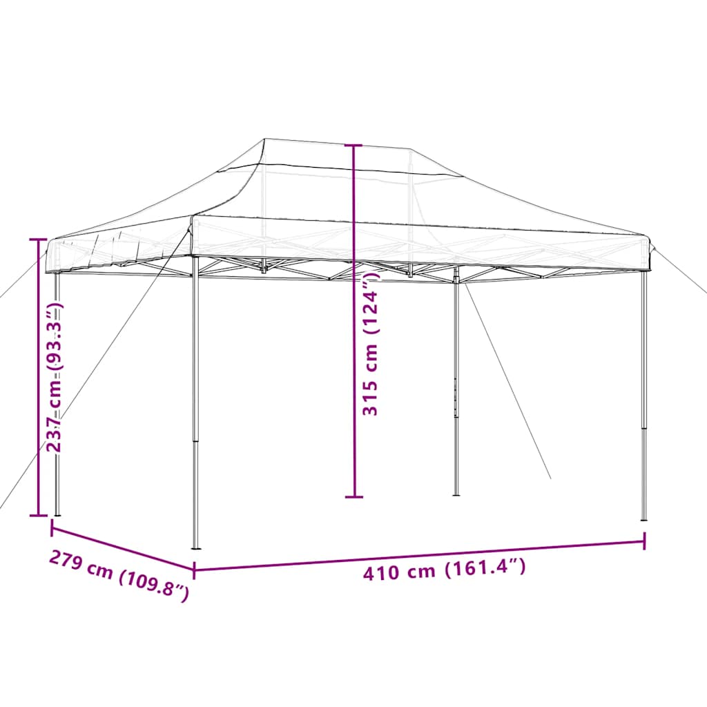 Tenda da Festa Pieghevole Pop-Up Nero 410x279x315 cm