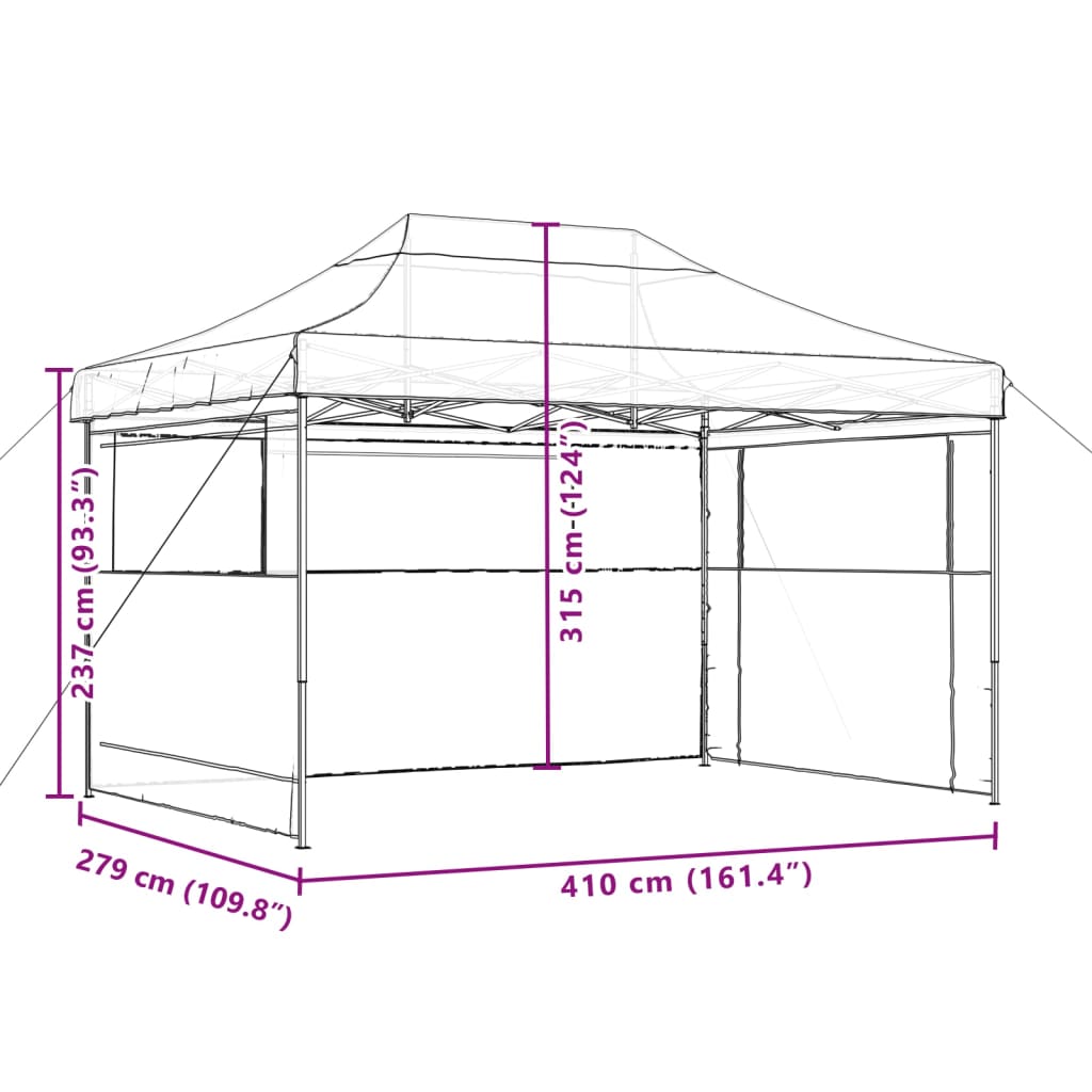 Tendone per Feste Pieghevole Pop-Up con 3 Pareti Beige