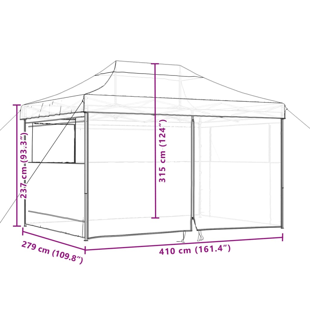 Tendone per Feste Pieghevole Pop-Up con 4 Pareti Verde