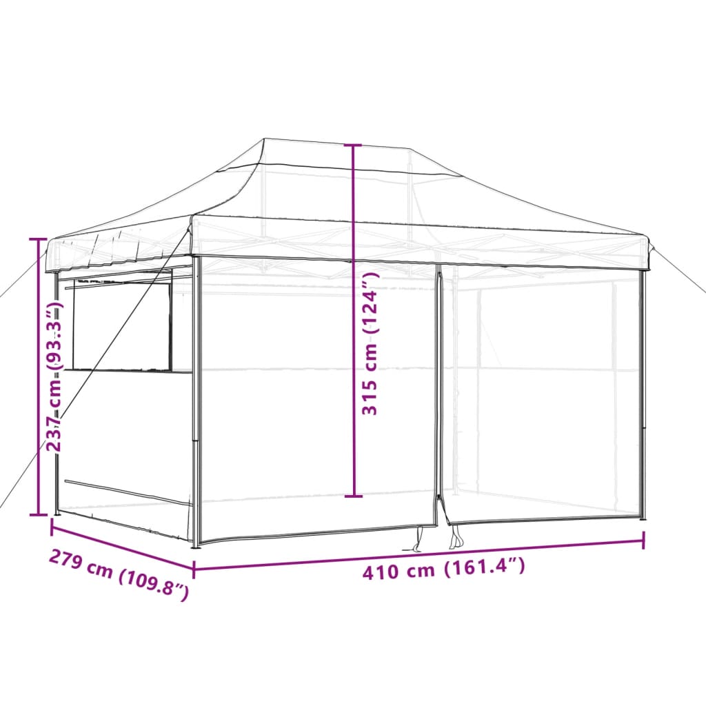 Tendone per Feste Pieghevole Pop-Up con 4 Pareti Marrone