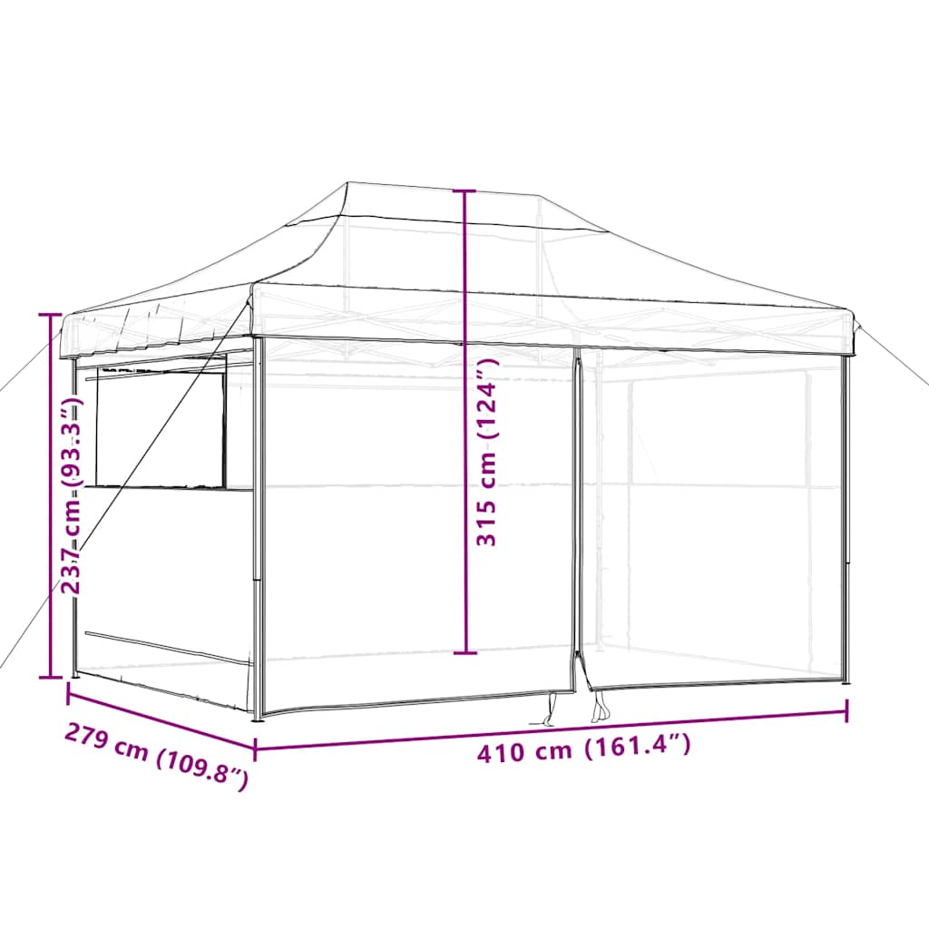 Tendone per Feste Pieghevole Pop-Up con 4 Pareti Nero